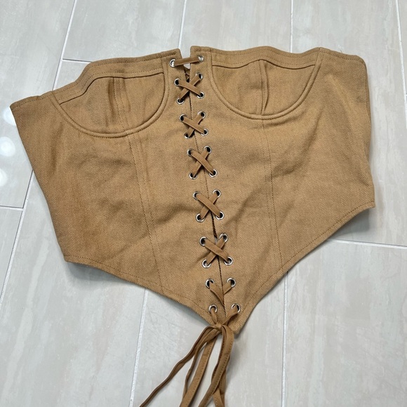 Princess Polly brown Corset style top - Picture 1 of 5